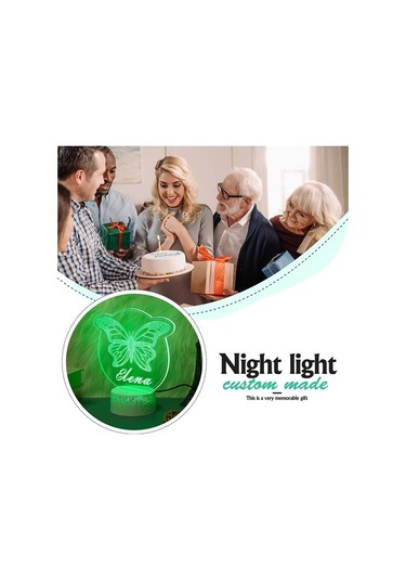 Wealthglow Kişiselleştirilmiş Kelebek Gece Lambası Özel Isim Akrilik Led Cen4u7 Siyah
