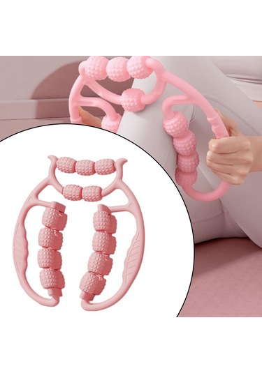 Suntek Bacak Masaj Aleti Silindiri 21 Tekerlek Kas Egzersiz Uyluk Pembe