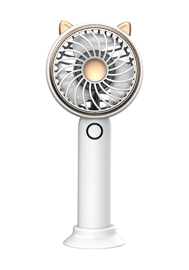 Fosenze Usb Şarjlı Elden Taşınabilir Masaüstü Fan, 3 Seviye Hız Ayarlı, Kedi Kulaklı Desen, Beyaz, Sessiz Vantilatör