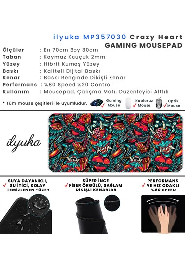 İlyuka Mousepad 70x30cm Büyük Boy Xl Mp357030 Crazy Heart