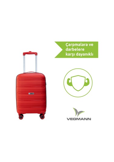 Vegmann Polipropilen Pp Atlas Kırmızı Kabin Boy Valiz Kırmızı