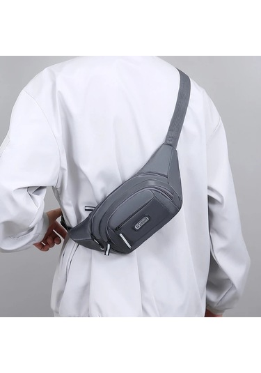 Grey Erkek Büyük Kapasiteli Spor Bel Paketi Taşınabilir Anti Gri