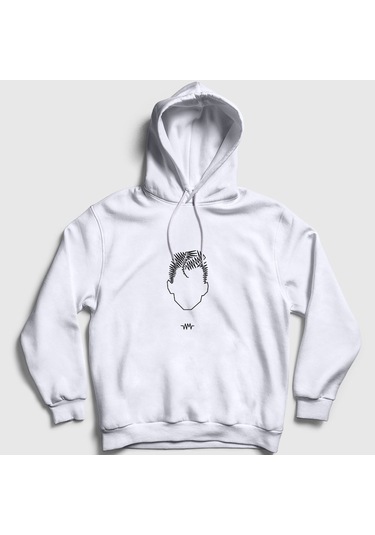 Presmono Unisex Face Arctic Monkeys Kapüşonlu Sweatshirt Beyaz