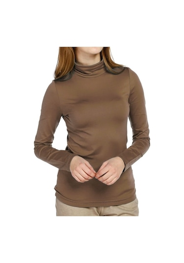 Bulalgiy Kadın Camel Balıkçı Yaka Tişört - Bga095868-camel Camel