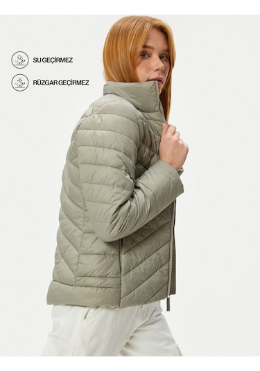 Koton Şişme Outdoor Mont Dik Yaka Cep Detaylı Fermuarlı Taş 4wak00338ew 4WAK00338EW080 Taş