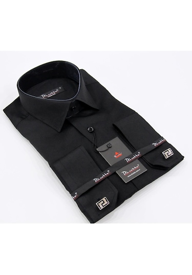 Micro Kumaş Kol Düğmeli Slim Fit Düz Renk Gömlek - 201-6 001