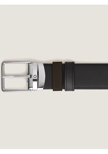Montblanc Everyday Kahverengi - Siyah 35 Mm Çift Taraflı Deri Kem