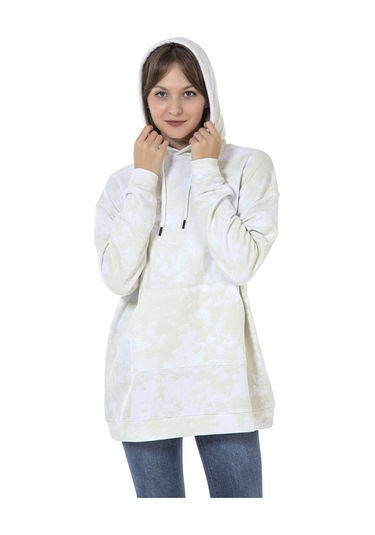 Unisex Oversize Kapüşonlu Kanguru Cepli Batik Sweatshirt