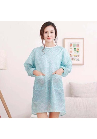 Pembe Temizleyici Ürünler Kadın Çiçek Su Geçirmez Uzun Kollu Mutfak Pişirme Pişirme Önlüğü Çalışma Önlüğü