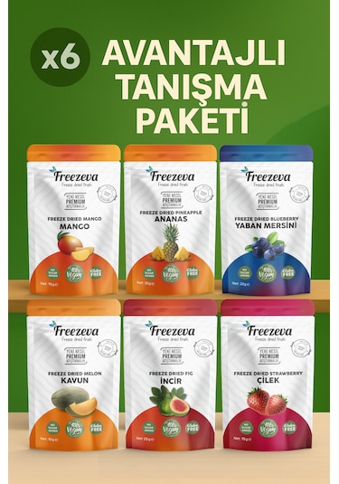 Freezeva Freeze Dried Kuru Meyve 6'lı Tanışma Paketi 110 G