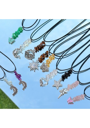 Takı Retro Etnik Tarzı Yıldız Ve Ay Kolye Ucu Kolye Kadın Basit Düzensiz Çakıl Kelebek Kolye Diğer