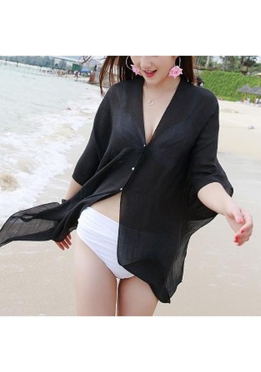 Kırmızı Şık Bikini Örtüsü V Yaka Tüm Uyumlu Sıcak Günler İçin Havalı Günlük Parlak Renkli Güneş Koruyucu Elbise Kırmızı Kırmızı Şık Bikini Örtüsü V Yaka Tüm Uyumlu Sıcak Günler İçin Havalı Günlük Parlak Renkli Güneş Koruyucu Elbise Kırmızı