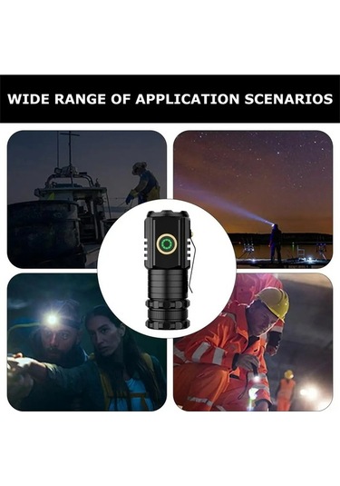 Ebitda 300m Menzilli, 2000 Lümen, 8 Saat Aydınlatma, Tip-c Hızlı Şarj, Alüminyum El Feneri Siyah