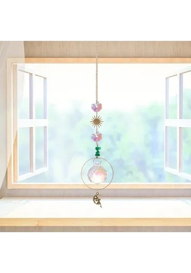 Lijinxu Magideal Kristal Asılı Güneş Kolye Işık Alıcı Ev Dekorasyonu Yeşil