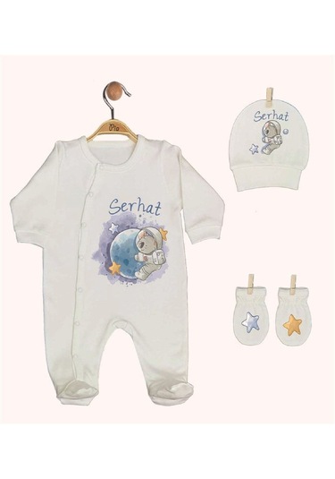 Pia Baby Gl 1939-02 İsme Özel Beşli Tulum Set Krem