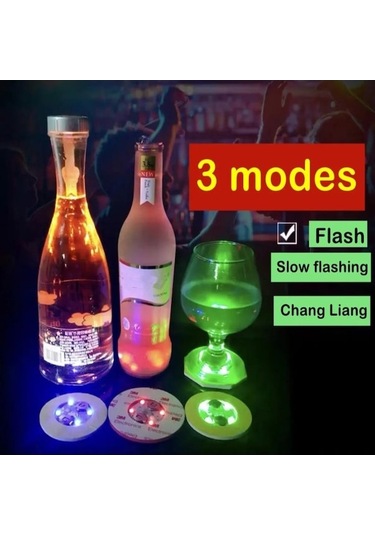 Novahub Çok Renkli 2 Adet Led Coaster Aydınlık Şişe Çıkartmalar Işıkları 6cm Lambalar Xmas Bar İçin Ktv Düğün Parti Kokteyl İçecek Bardakları Vazo Dekor Çok Renkli