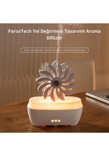 Yel Değirmeni Tasarımlı Uzaktan Kumandalı Rgb Işıklı Aroma Difüzör & Hava Nemlendirici
