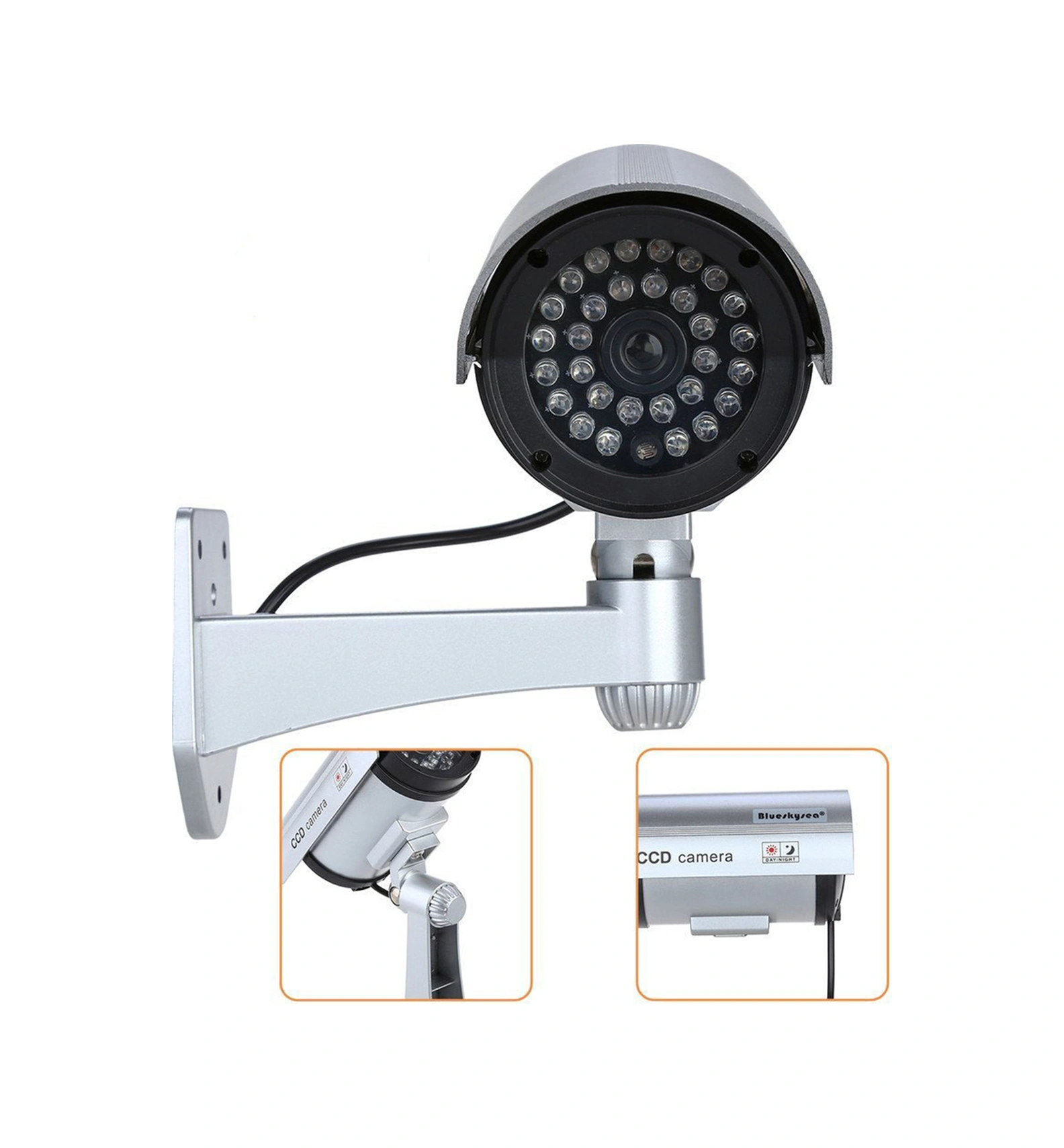 Youmex Gümüş Renkli Açı Ayarlanabilir Imitasyon Güvenlik Kamerası, Kırmızı Flaş Işıklı, Pil Dışında Teslim Edilir