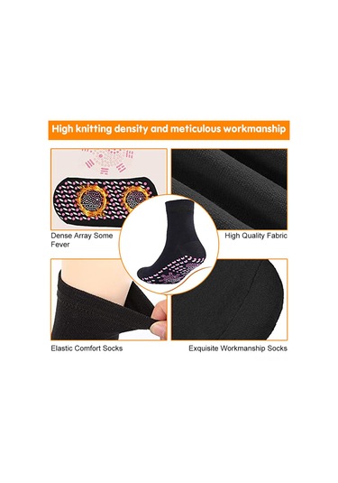 Maiyame 3'lü Turmalin Otomatik Isıtıcı Çoraplar - Sağlıklı Ayak Isısı, Yorgunluk Giderici, Kayganlık Önleyici Siyah Orta Boy Siyah