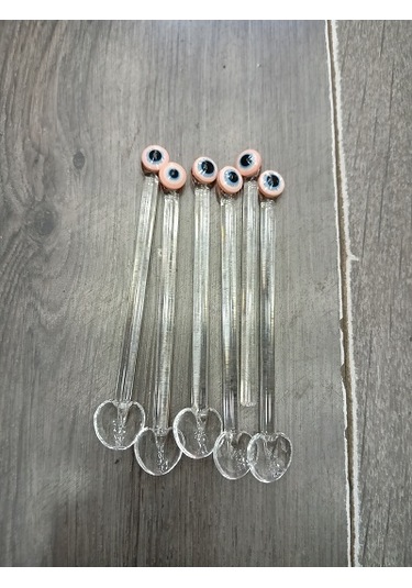 El Yapımı Cam Çay Kaşığı Pembe 12 Adet