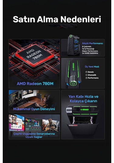 Raxius MP AM08-PRO-R7-780M-845HS008 R7-8845HS 32 GB 512 GB SSD Free Dos Mini Pc