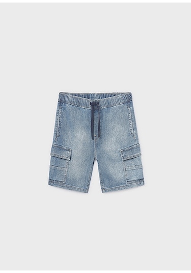 Mayoral Erkek Çocuk Kargo Denim Bermuda Şort Mavi - 066218