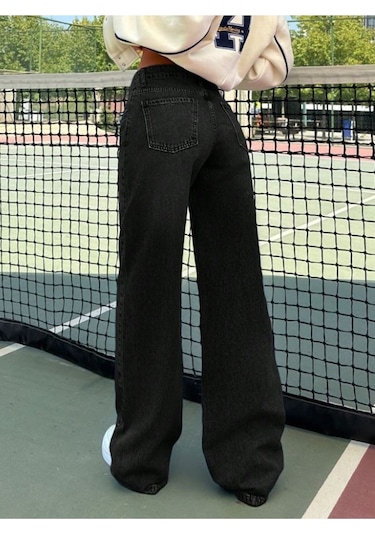 Kadın Düşük Bel Denim Pantolon Siyah