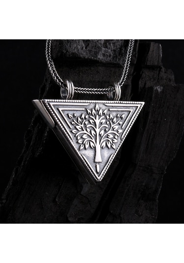 Fkgümüş 925 Ayar Gümüş Otantik Motif İşlemeli Hayat Ağacı Muska Kolye