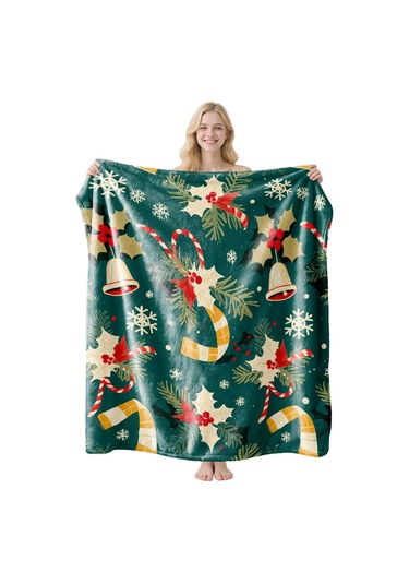 Noel Fral Küçük Battaniye Festival Atmosferi Pratik Kullanım-mt-flr-220 150 130 Yeşil