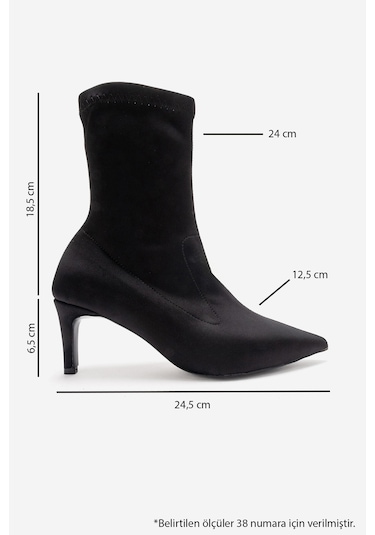 Luvishoes Rossano Siyah Scuba Kadın İnce Topuklu Bot Siyah