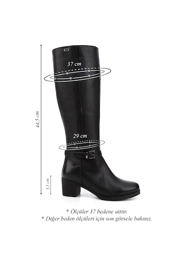 Gönderir Kadın Siyah Floter Fermuarlı Kalın Topuklu Hakiki Deri Çizme Gkzc13444564 Siyah