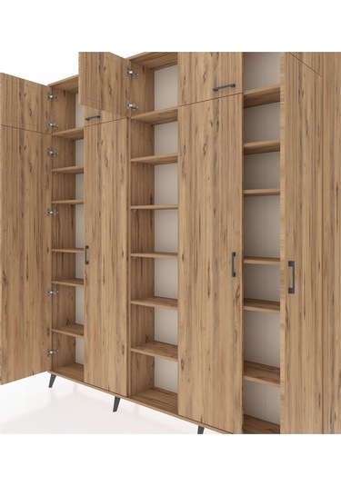 Arges Dolap 18 Raflı 9 Kapaklı 220x30x243 Çam-çam/çam Atlas Çam/atlas Çam