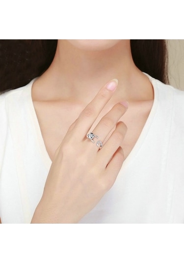 Fastbuy 925 Ayarlı Gümüş Kedisi Zırcon Aksesuarlı Çok Renkli Naive Yüzük Çok Renkli