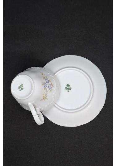 J-aeger Alman Vintage Çay Fincanı 3 Parça 210 Ml Mavi - Beyaz