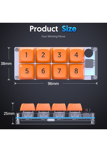 Mkespn Kısım Makro Tanımlı Kablosuz Küçük Klavye Tek Eliyle Oyun Klavyesi Saydam