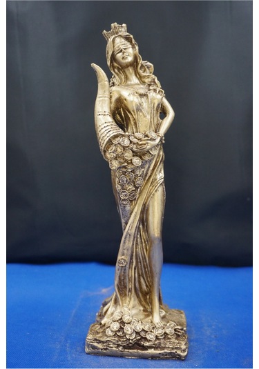Fortuna Bereket Tanrıçası Heykeli - 28 Cm Mitolojik Biblo Hediyelik Eşya Ev Dekor Altın
