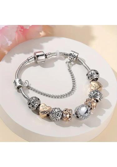 Worldshop Aşk My Valentine Gold Charmlı Bileklik