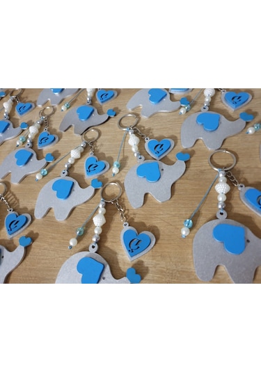 Hdrlazerdizayn Ahşap Fil Ve Kalpli Anahtarlık Bebek Hediyelik