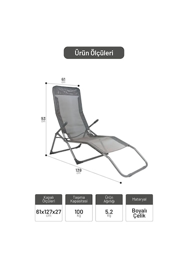 Qufı Kmp Şezlong - Gri Gri