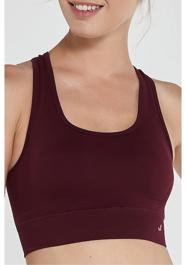 Jerf Gela Çift Katlı Kompress Sport Bra Bordo