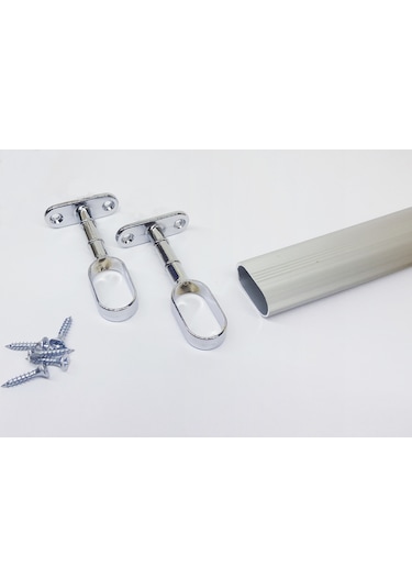 Gardırop Elbise Askı Borusu Oval Alüminyum Boru 100 Cm - 120 Cm Gümüş