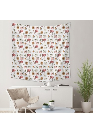 59x59 İnç Noel Temalı Kare Duvar Halısı, Oturma Odası, Yatak Odası Ve Genç Odası Dekoru İçin