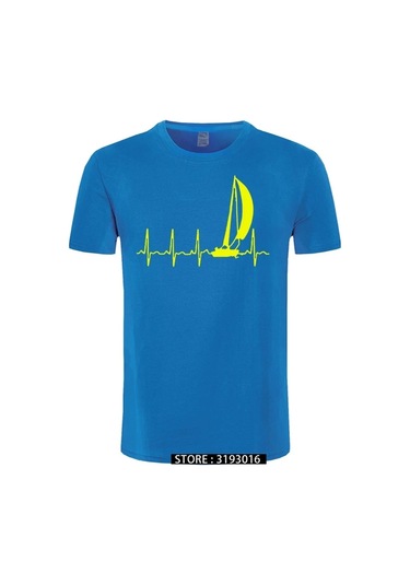 Cınessd Yelken Kalp Atışı Grafikli Yazlık %100 Pamuk Erkek Tshirtordu Yeşil Ordu Yeşil