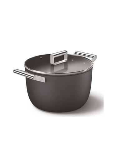 Smeg Cookware 50's Style Siyah Tencere Cam Kapaklı 26 CM 7.7 L