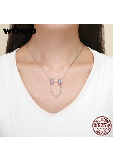 Wostu 925 Ayar Gümüş Peri Çelenk Çiçek Boncuk Zirkon Zincir Takılar Fit Bilezik Ve Kolye Gümüş