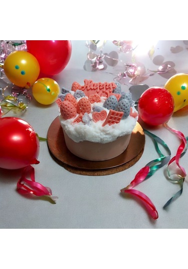 "sevimli Doğum Günü Pastası Şeklinde Soya Mumu - Dekoratif Mum