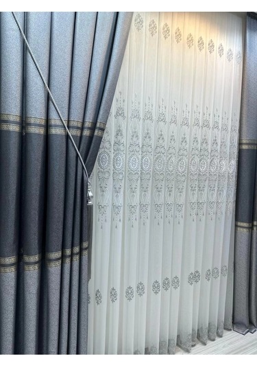 Nivemeshome Eliza Gri V-2536 1/3 Sık Pile Fon Perde Apm Gri