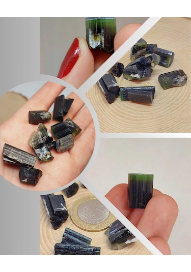 Turmalin Taşı Koyu Yeşil Renk Verdelit Kütle Ham Parça 3-3.49 Gram Aralığı 54702