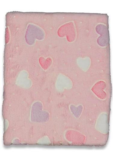 90 X 110 Neon Battaniye Pembe/kalp Desenli Pembe