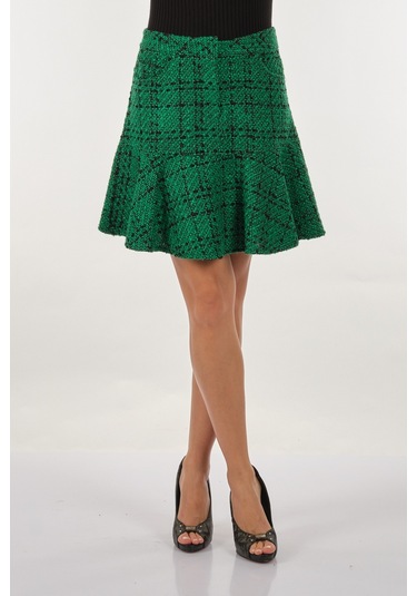 Unique Mode Kırçıllı Normal Bel Yeşil Kadın Etek Uw233702 001